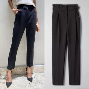 NWT Aritzia Babaton Belted Encore Trouser in Black Size 0